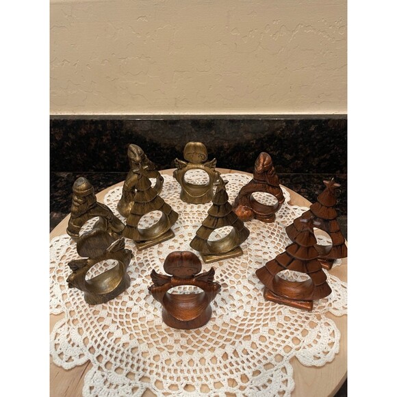 10 ceramic copper/gold Colored Christmas napkin rings - Picture 1 of 10